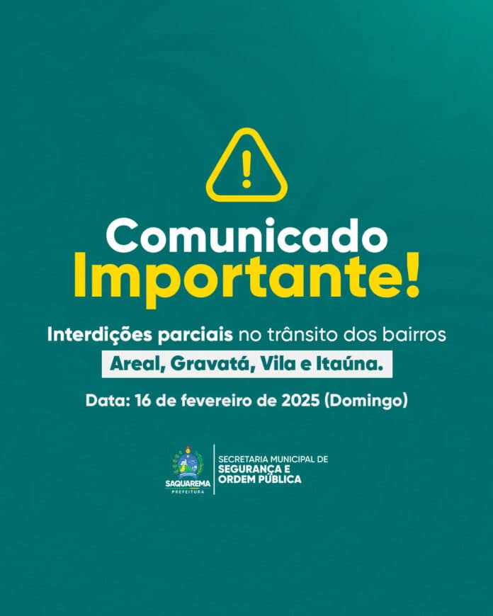 COMUNICADO: interdições parciais no trânsito