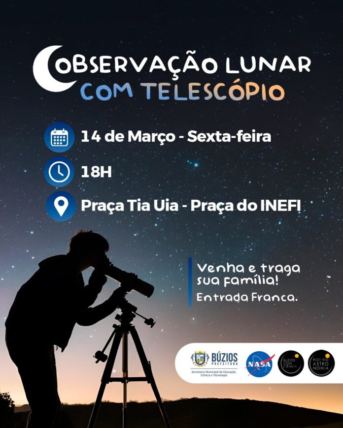 Búzios promove Mega Observação Lunar em parceria com NASA e instituições de astronomia