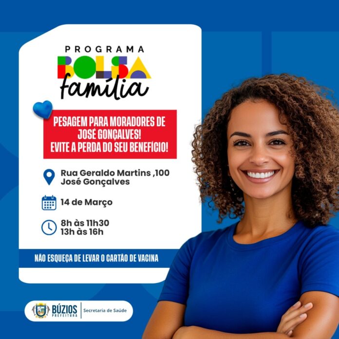 PESAGEM OBRIGATÓRIA PARA BENEFICIÁRIOS DO BOLSA FAMÍLIA EM JOSÉ GONÇALVES