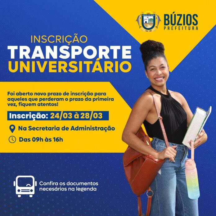 Prefeitura de Búzios abre novo prazo de inscrição para o ônibus universitário