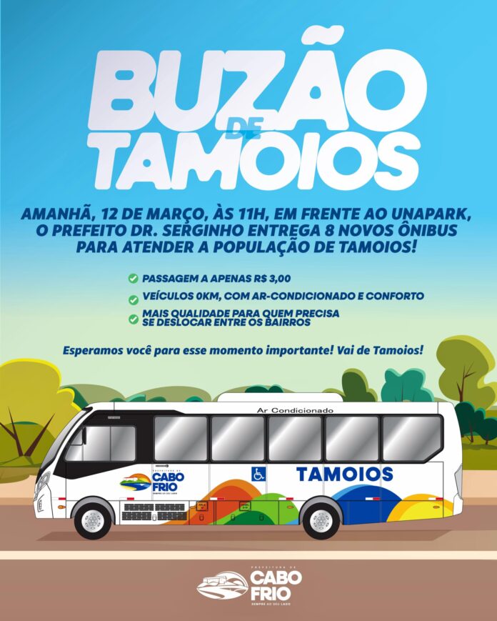 Prefeitura de Cabo Frio vai criar frota própria entregando oito novos ônibus para a população de Tamoios